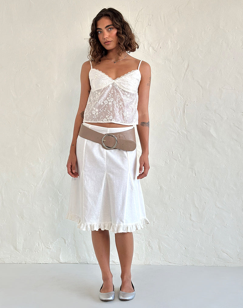 Top Kasturi in broderie bianco