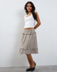 Immagine di Kasya Frill Hem Wrap Midi Skirt in Taupe Check