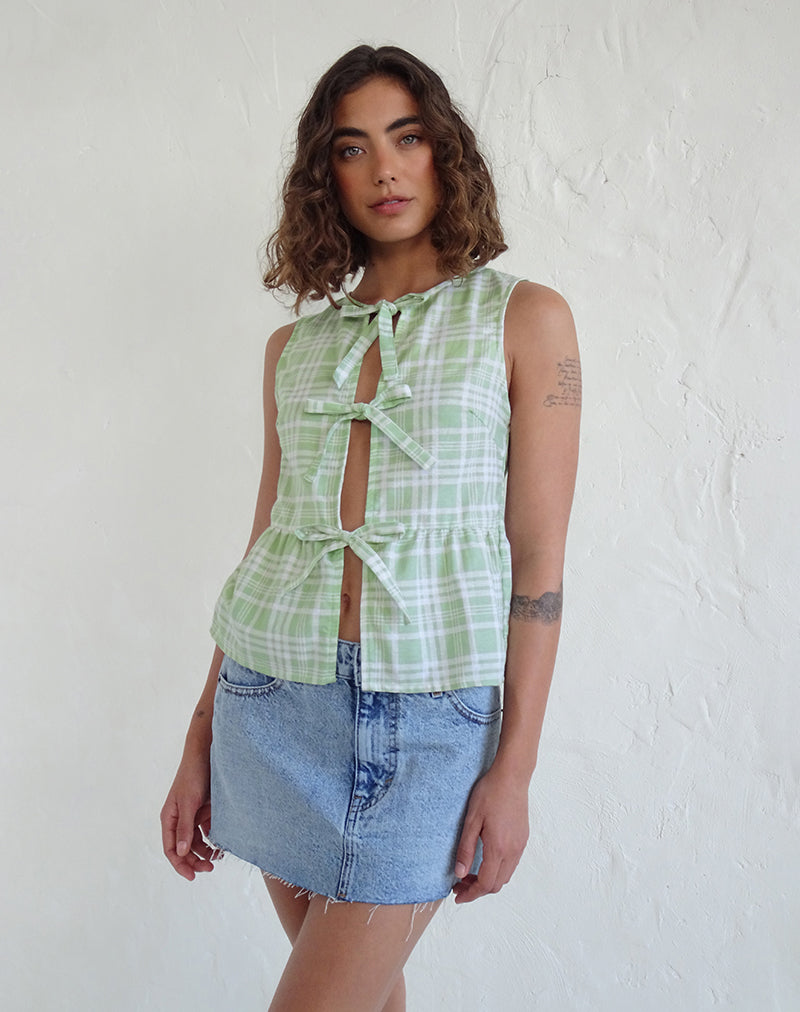Immagine di Kayvata Tie Front Top in tovaglia Neo Mint