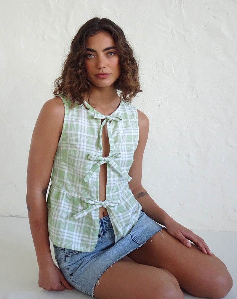 Kayvata Tie Front Top in tovaglia Neo Mint