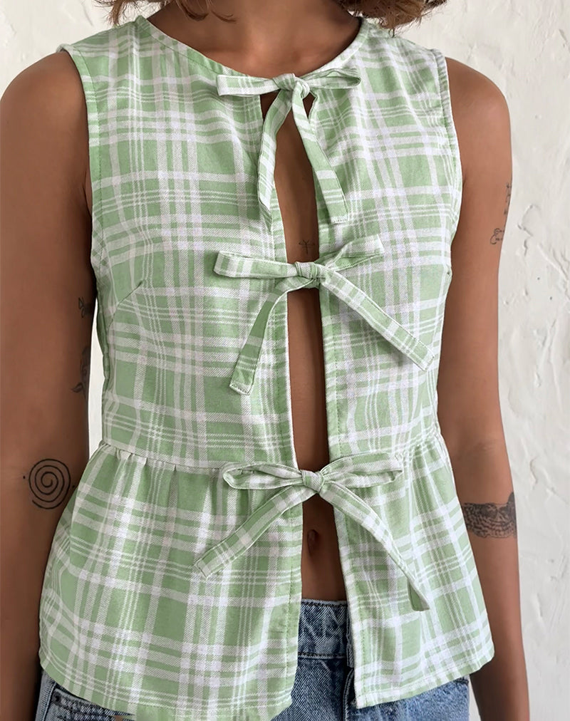 Kayvata Tie Front Top in tovaglia Neo Mint
