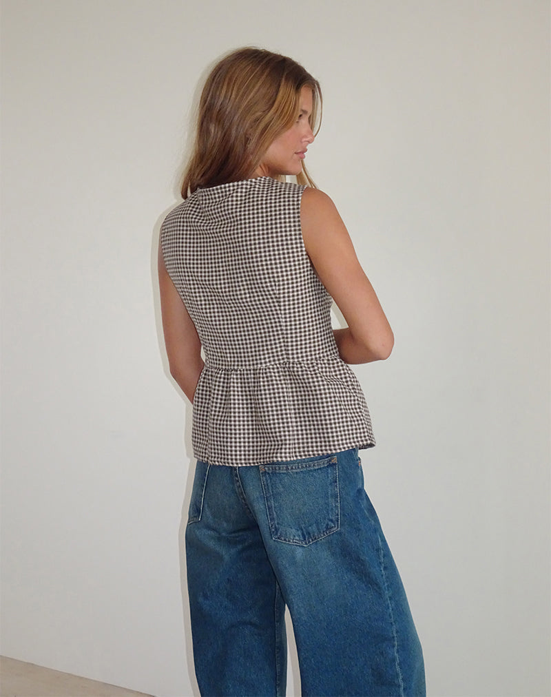Immagine di Kayvata Top in Mini Gingham Marrone