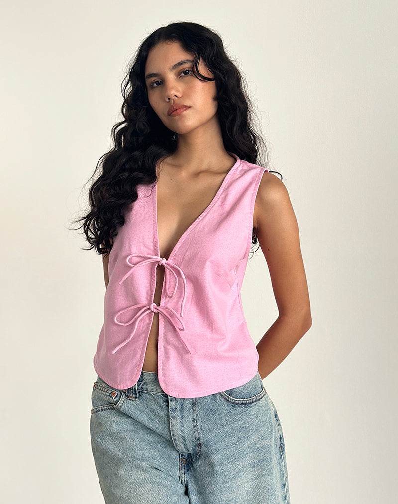 Immagine di Kayve Top con laccetti in rosa fiammingo