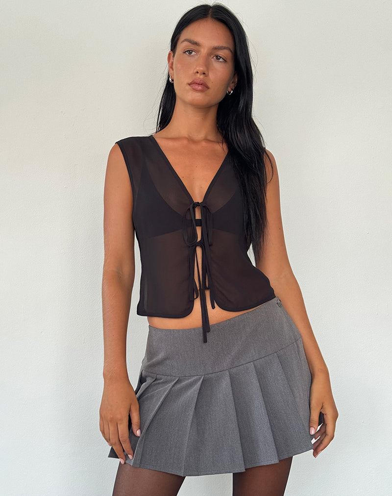 Immagine di Kayve Top in chiffon con lacci e lacciuoli Nero