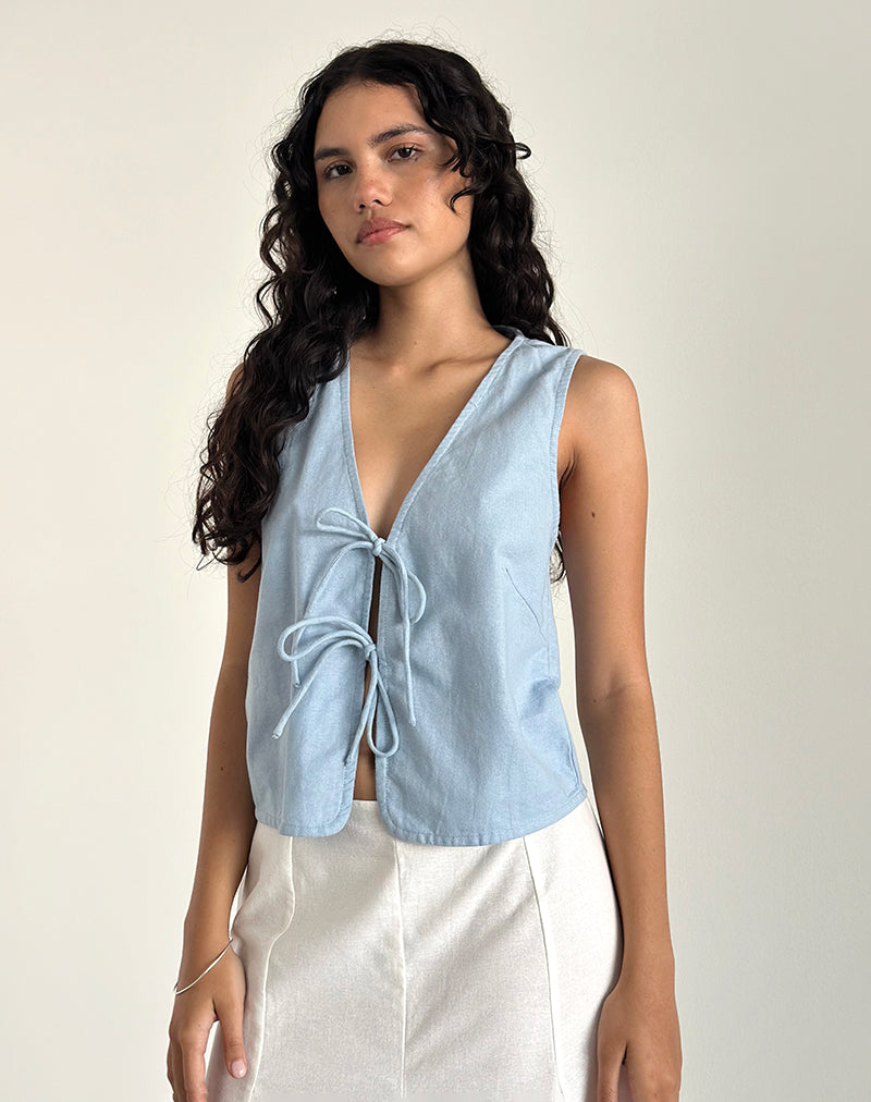 Immagine di Kayve - Top con laccetti in blu Nantucket
