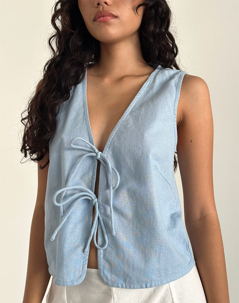 Top Kayve con laccetti sul davanti in blu Nantucket