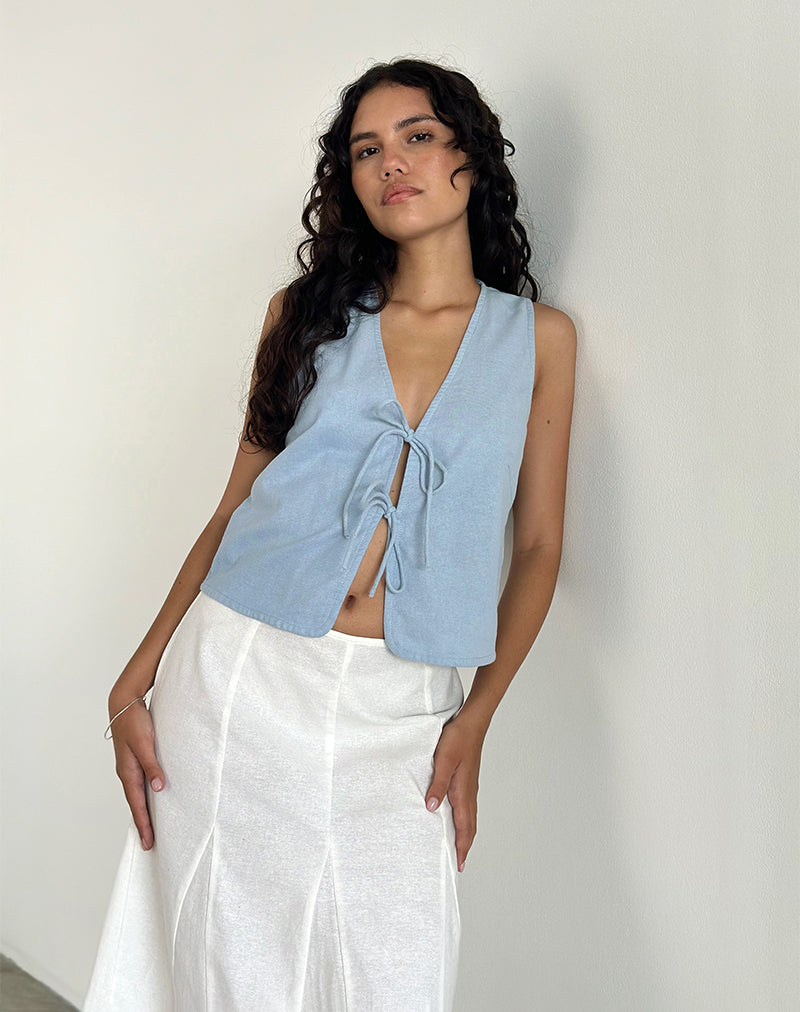 Top Kayve con laccetti sul davanti in blu Nantucket