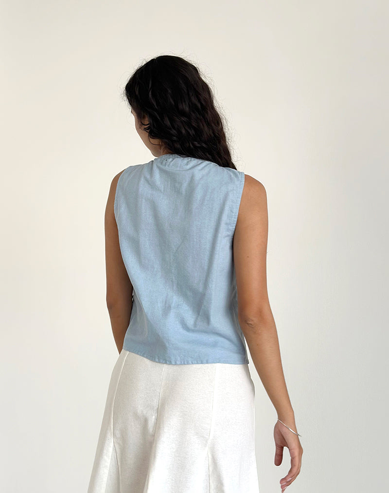 Immagine di Kayve - Top con laccetti in blu Nantucket