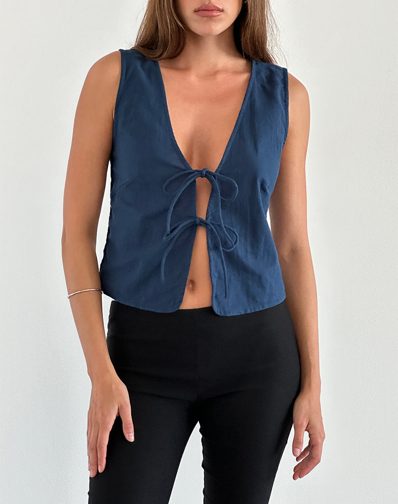 Kayve - Top con laccetti sul davanti in blu