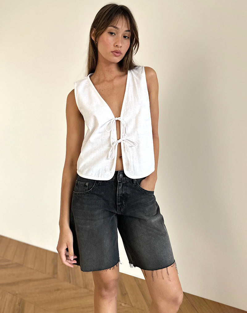Top Kayve con laccetti in bianco sporco