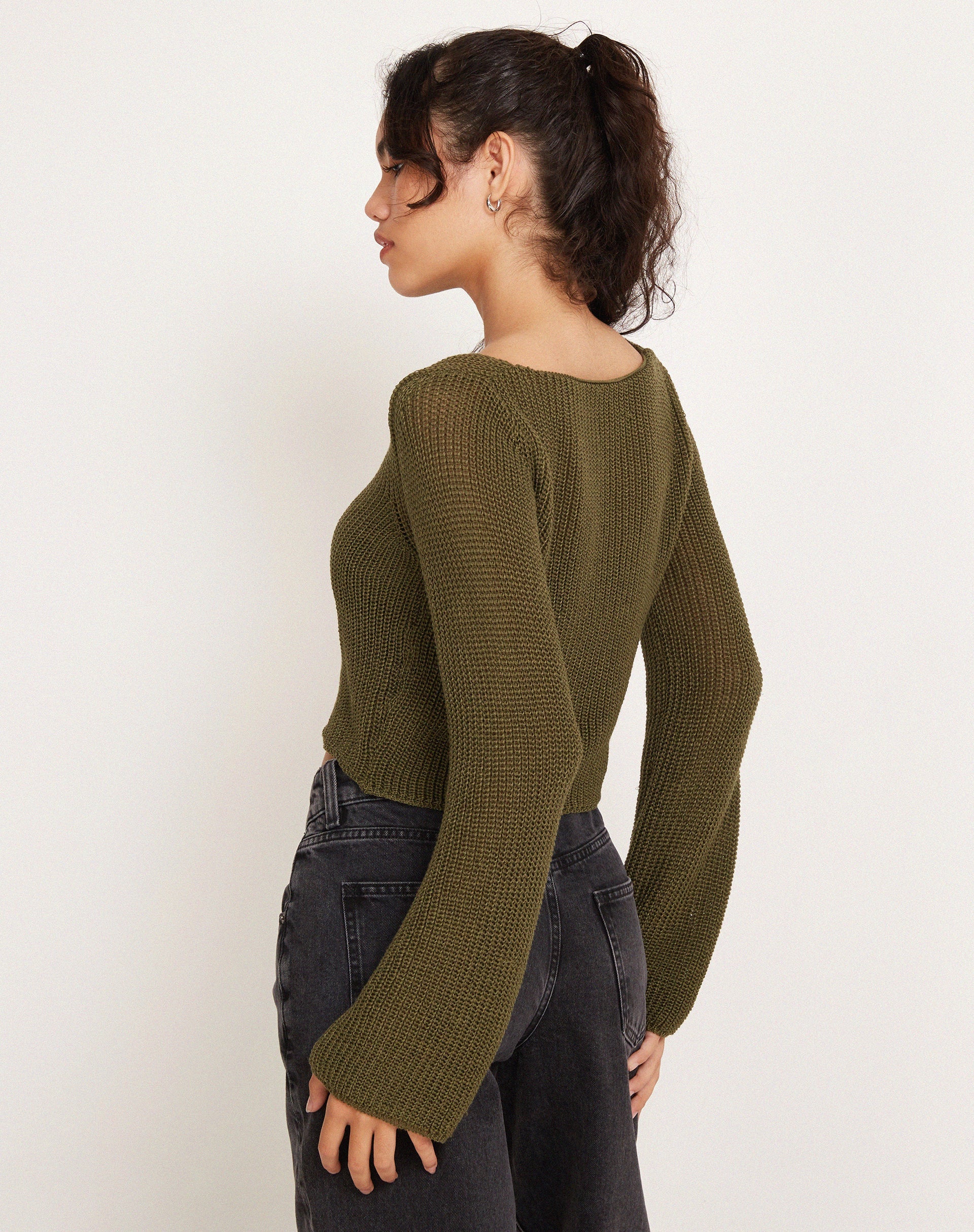 Immagine di Kazayo - Top in maglia a maniche lunghe verde indivia