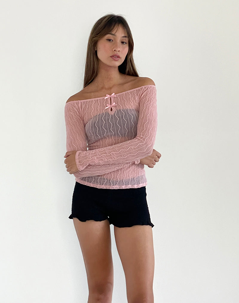 Immagine di Kazi - Top Bardot in rosa stropicciato