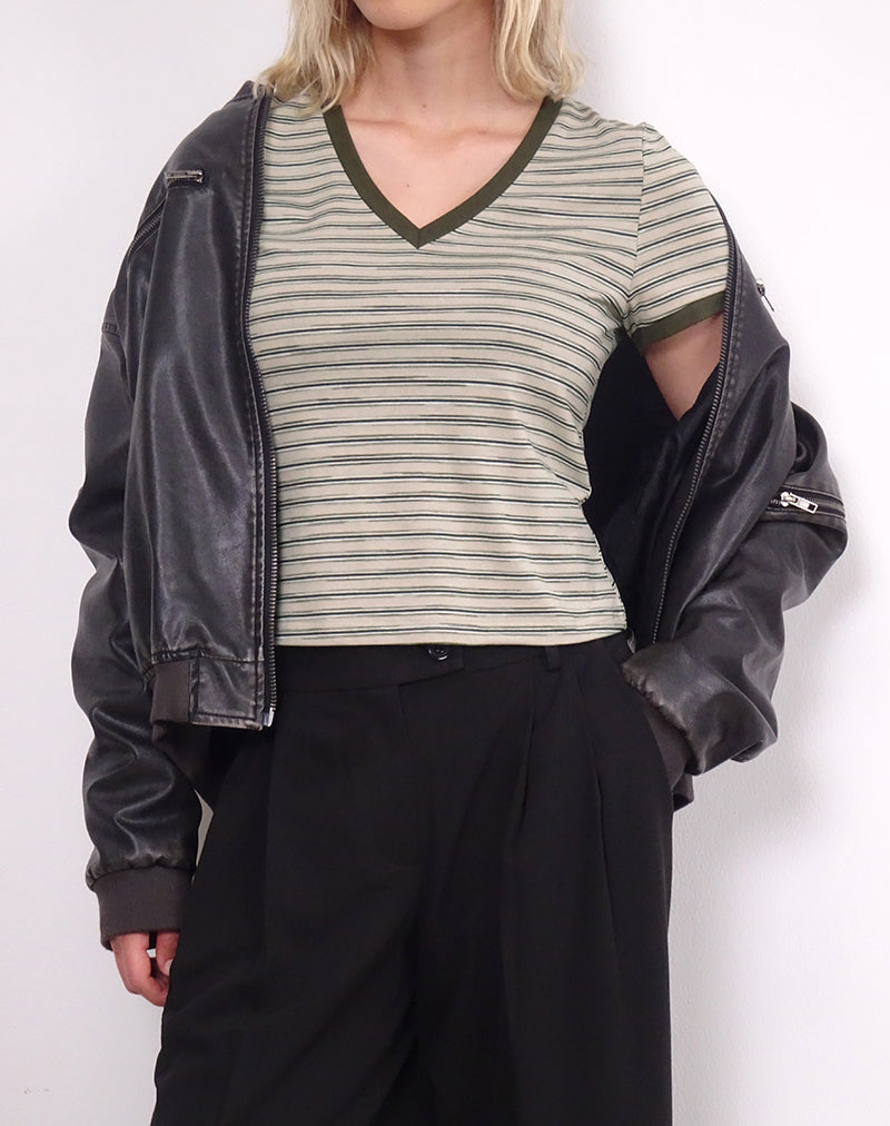 Immagine di Keiko Top in jersey a righe marrone tonale