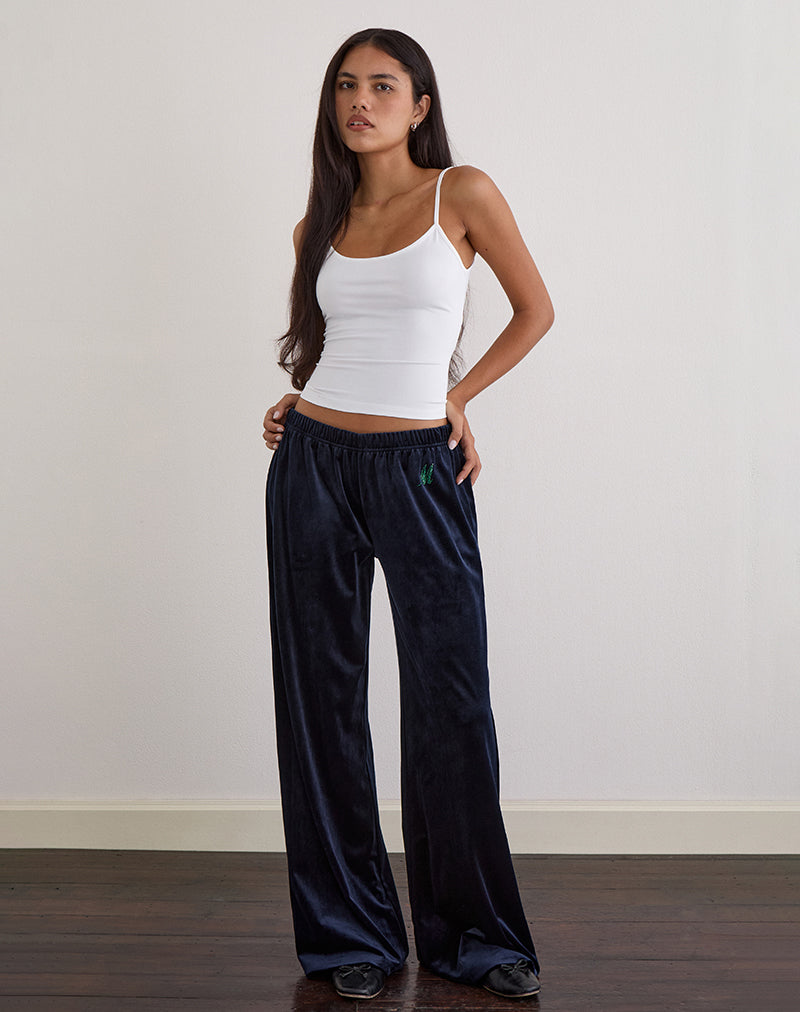 Glen Jogger in velour navy con decorazioni 'M