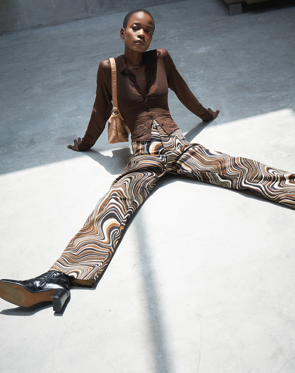 Pantaloni svasati Zoven con increspatura anni '70