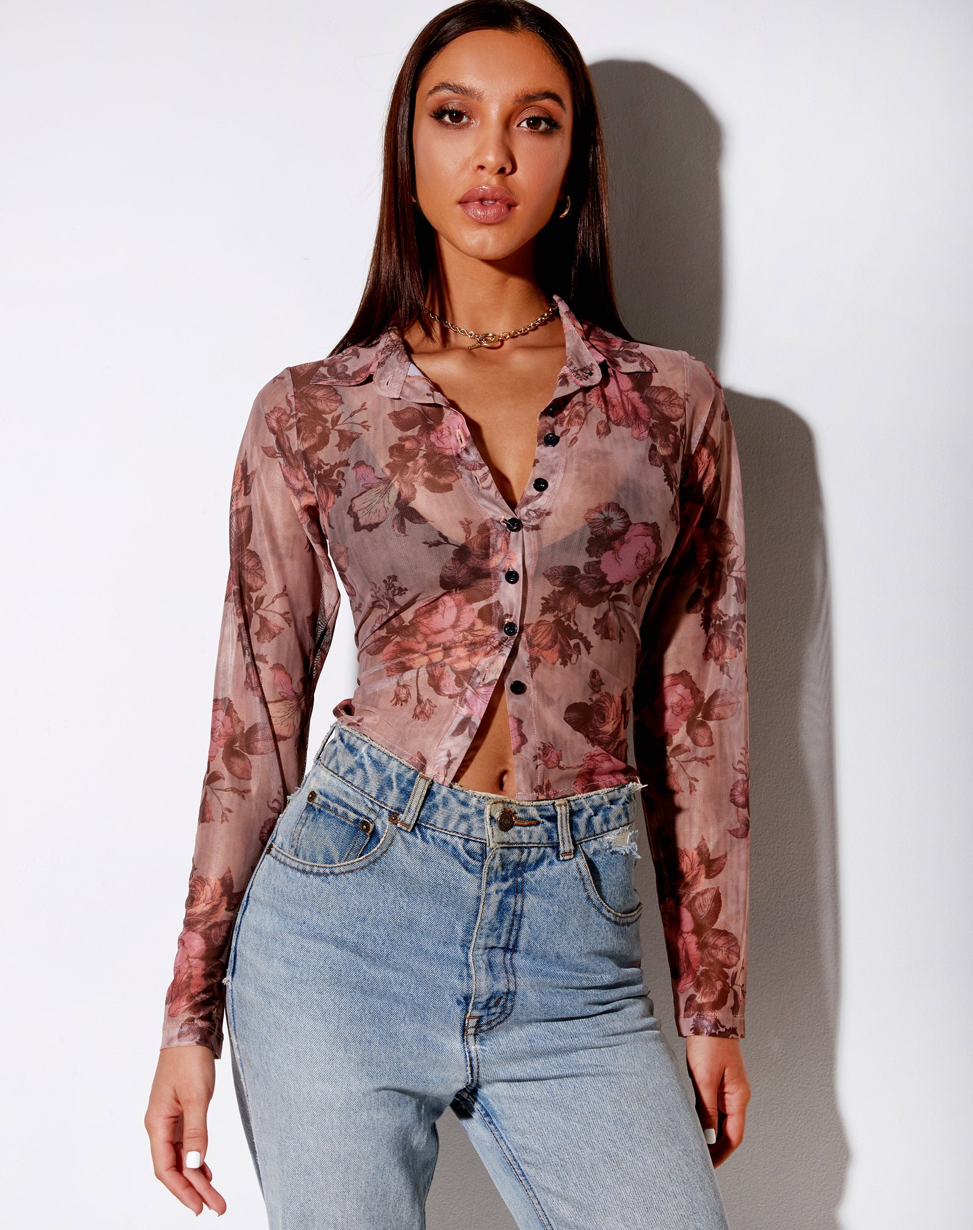 Immagine della camicia Kelly in mesh Peach Bloom