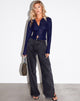Immagine della camicia Kelly in lurex glitterato blu navy