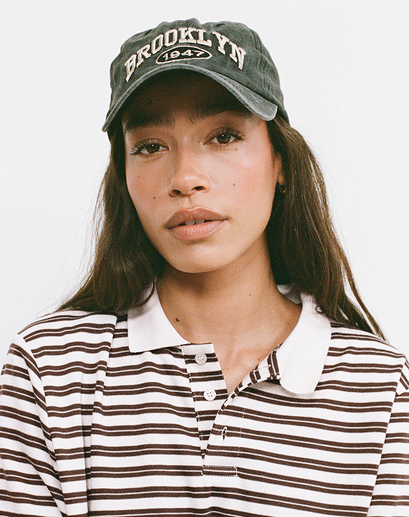 Immagine di Kemillau Baggy Shirt in marrone con strisce bianche