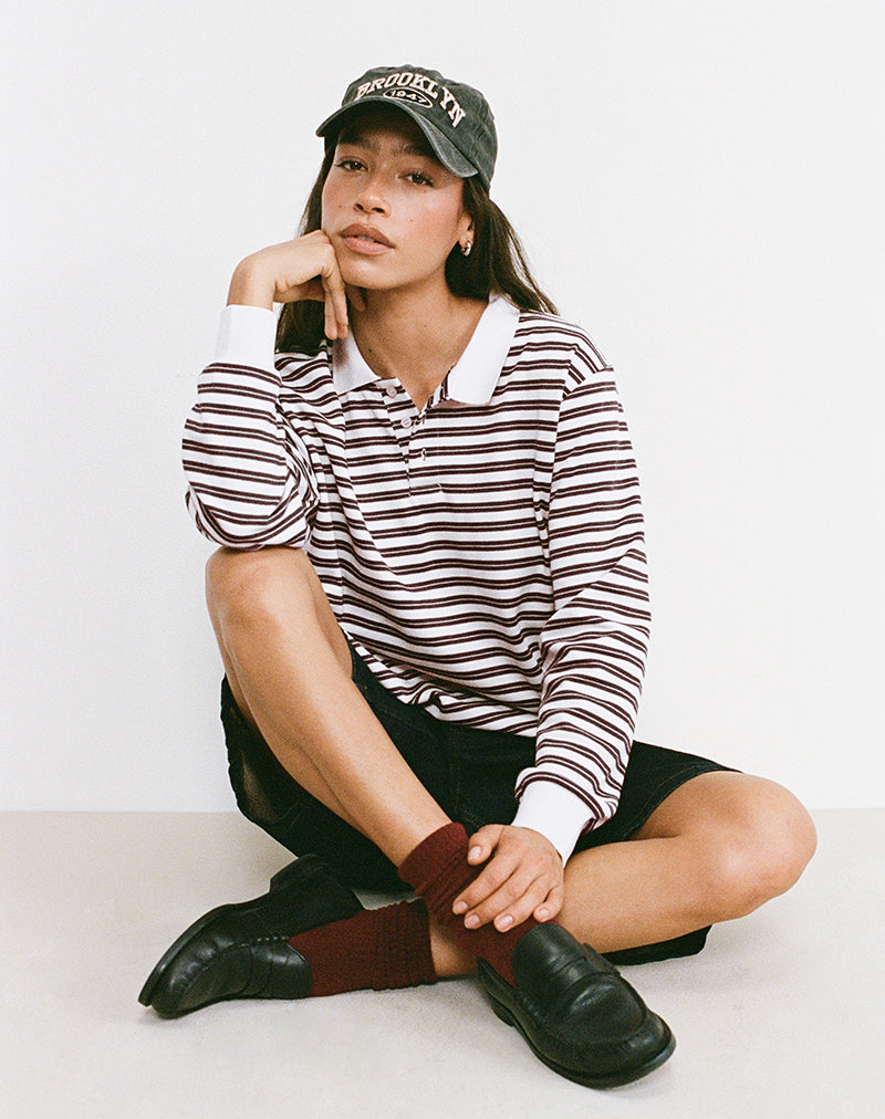 Immagine di Kemillau Baggy Shirt in marrone con strisce bianche