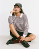 Immagine di Kemillau Baggy Shirt in marrone con strisce bianche