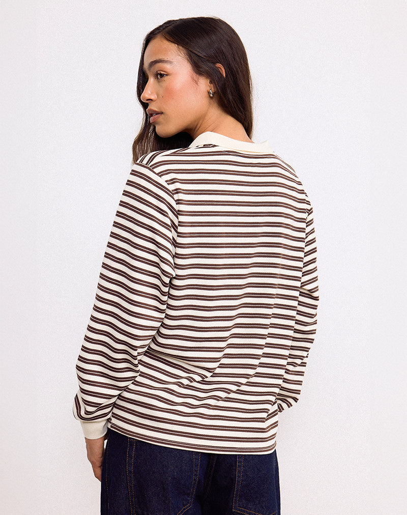 Immagine di Kemillau Baggy Shirt in marrone con strisce bianche