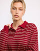 Immagine di Kemillau Baggy Shirt in borgogna a righe bianche