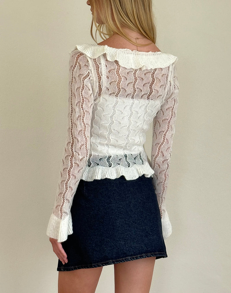 Immagine di Kenira Cardigan in maglia Pointelle Crema Betulla