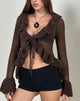 Immagine di Kendra Cardigan con volant in marrone cioccolato