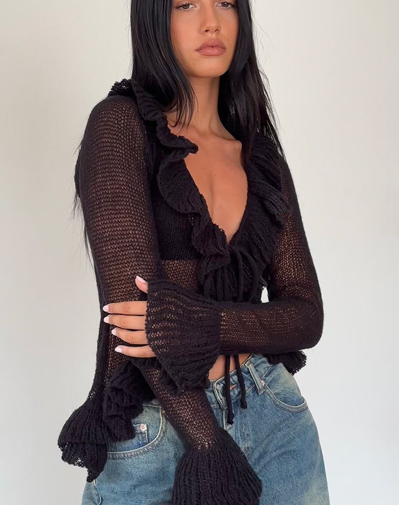 Immagine di Kendra Ruffle Cardi in nero