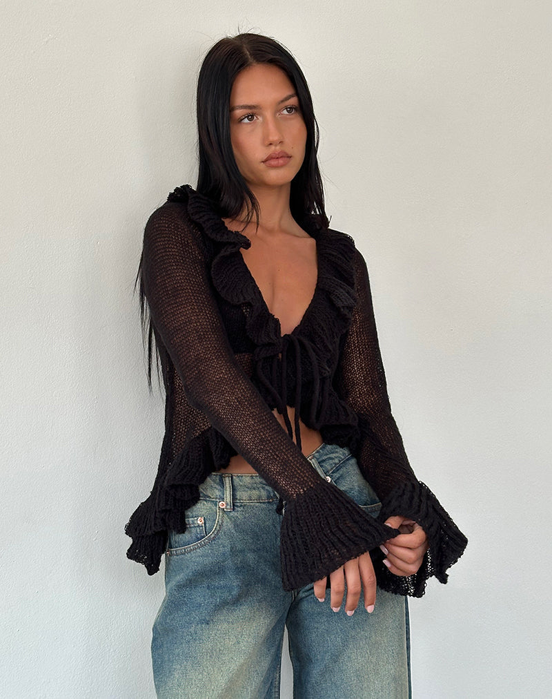 Immagine di Kendra Ruffle Cardi in nero