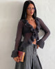 Immagine del cardigan con volant Kendra in maglia color carbone scuro