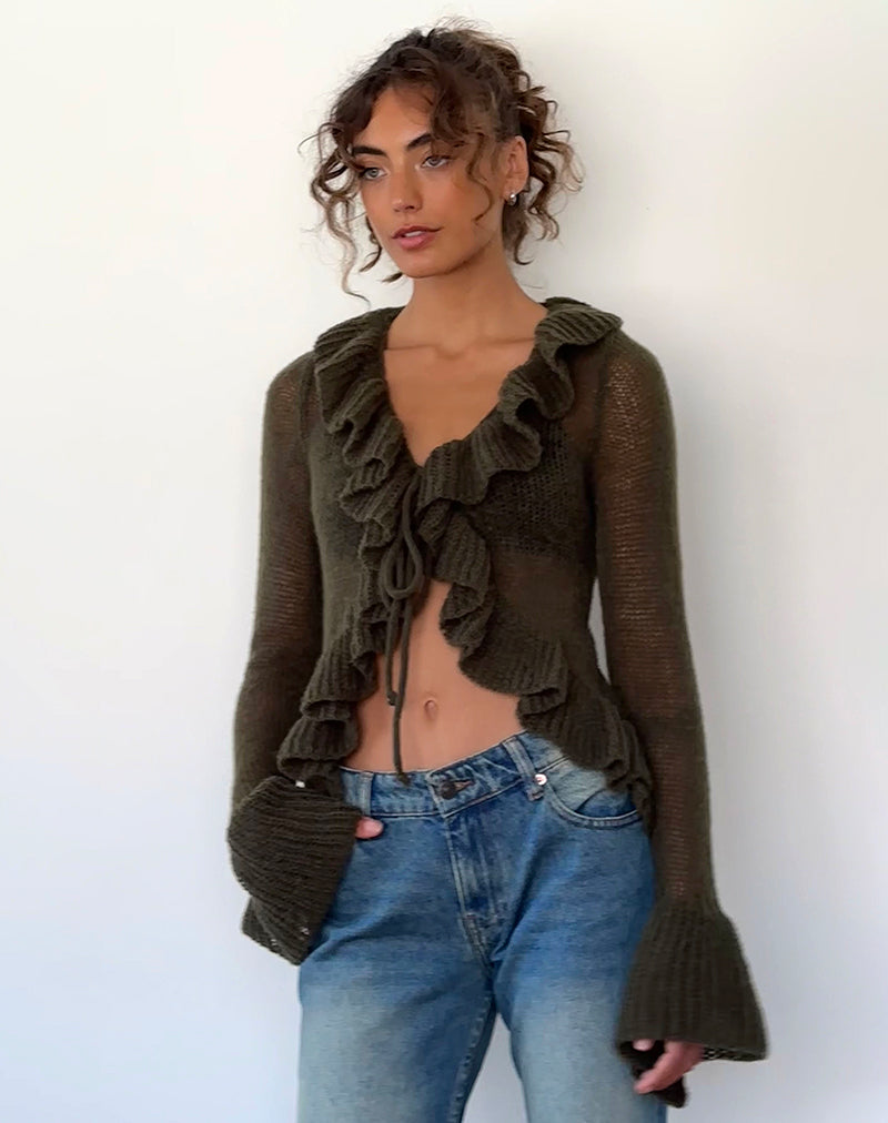 Immagine di Kendra Ruffle Cardi in Khaki