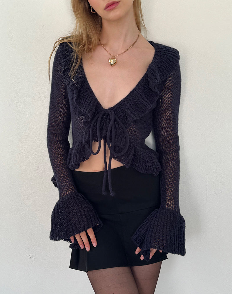 Kendra - Cardi con volant in blu