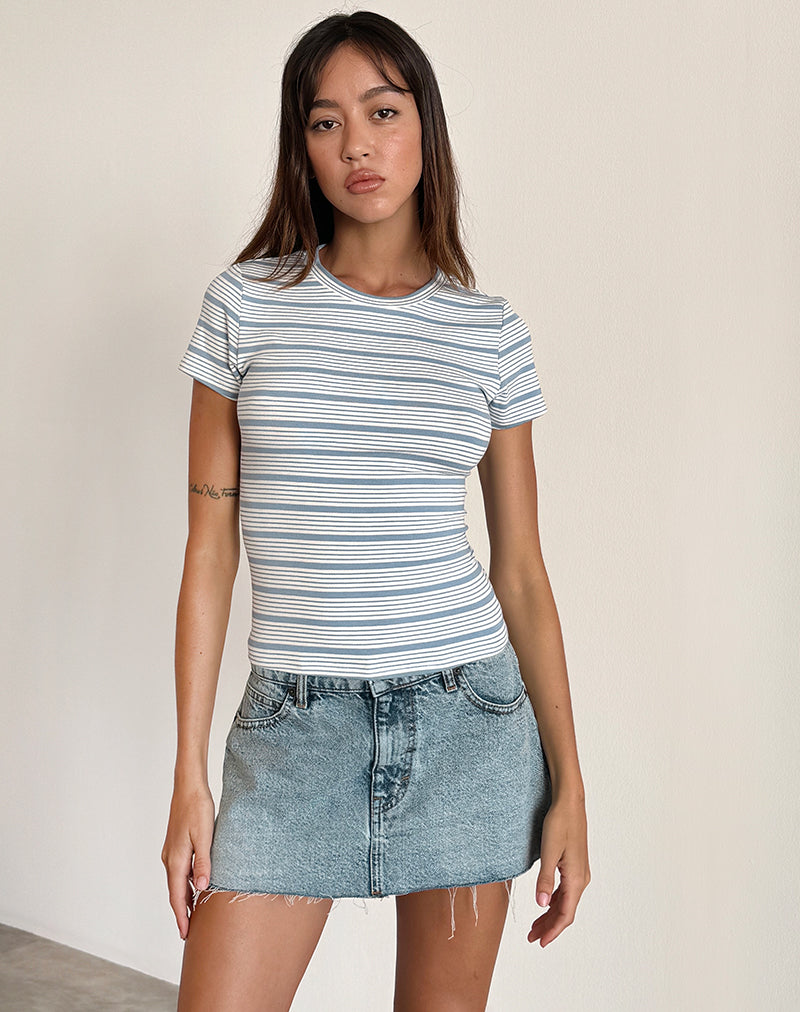 Immagine di Kenichi Top in jersey a righe blu e bianco