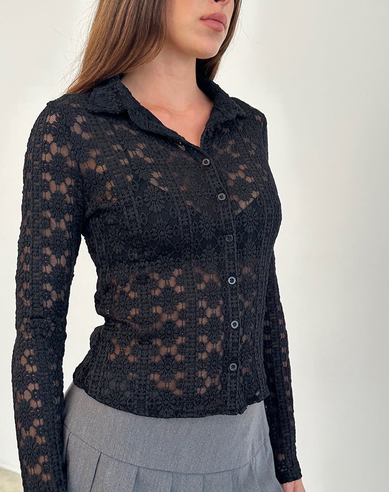 Camicia Kenila in pizzo regale nero