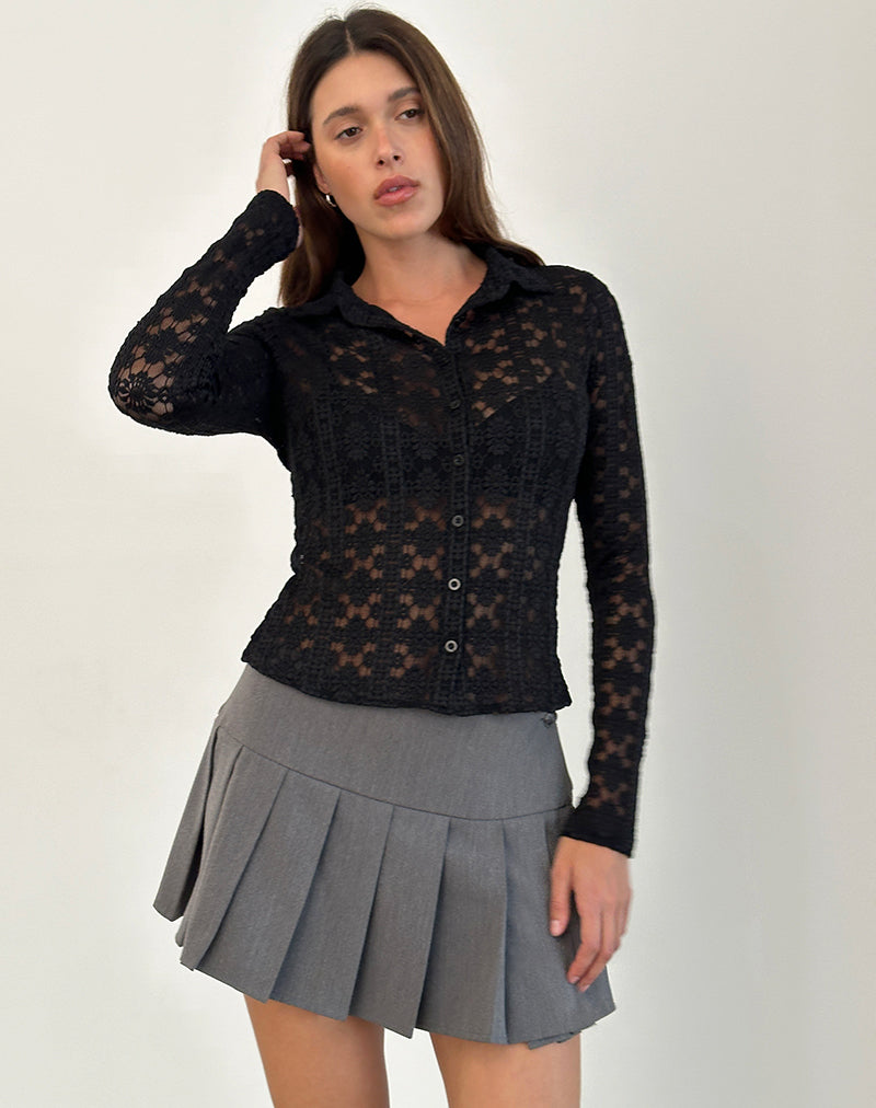 Immagine della camicia Kenila in pizzo regale nero