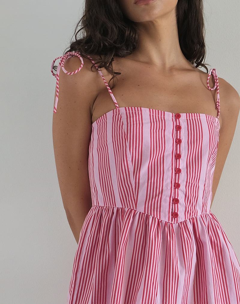 Immagine di Kesyani Mini Dress a righe verticali rosa