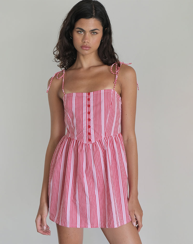 Immagine di Kesyani Mini Dress a righe verticali rosa