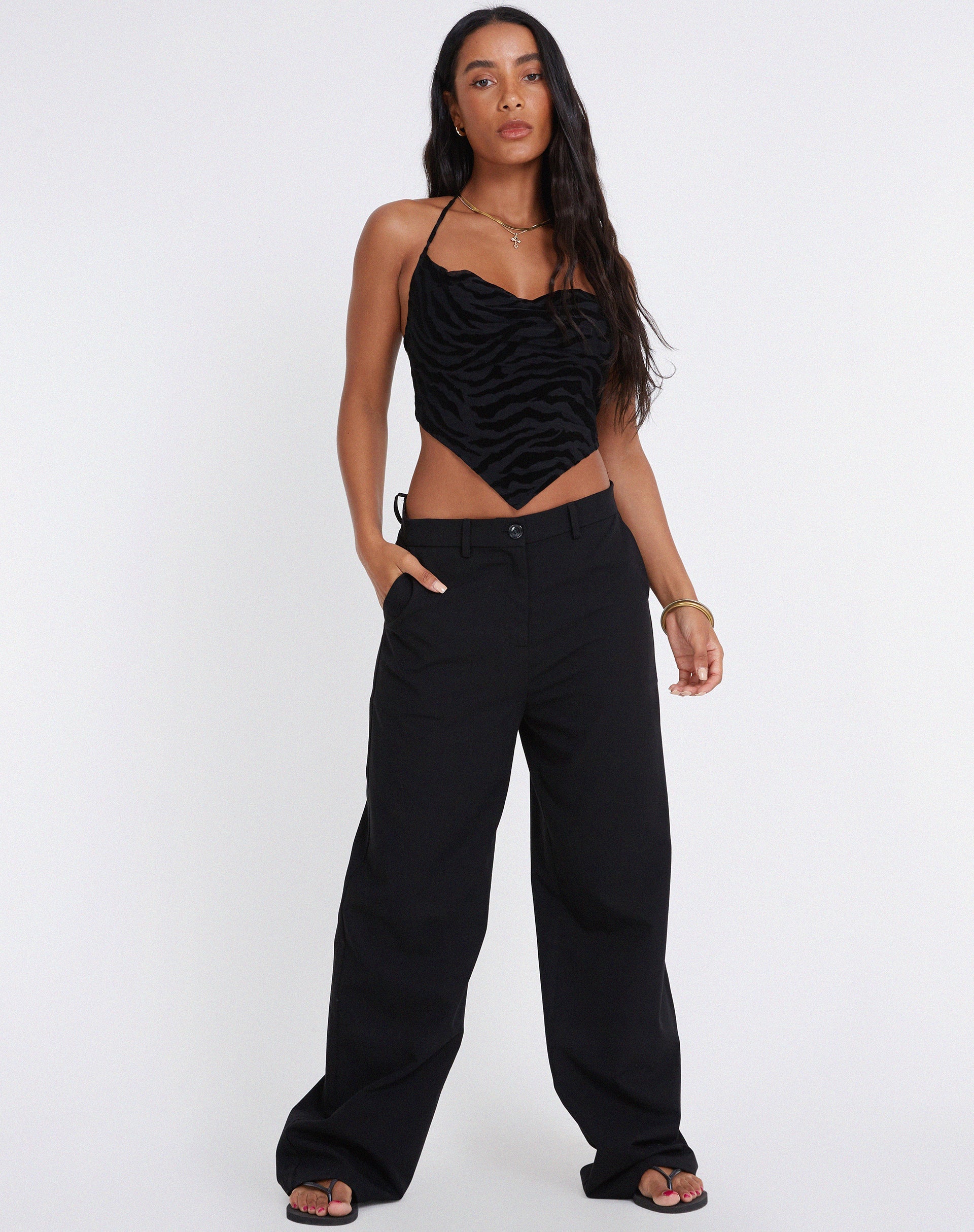 immagine di Ketia Crop Top in Zebra Flock Nero