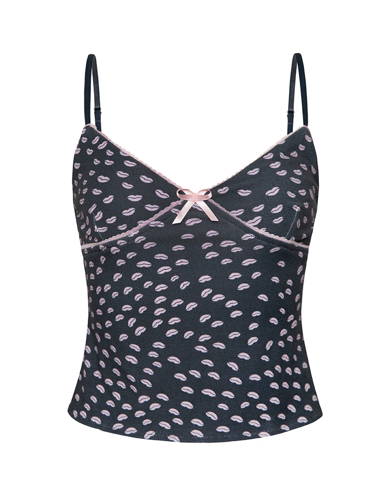 Immagine di Narumi Cami Top in Nero Micro Lips Pink