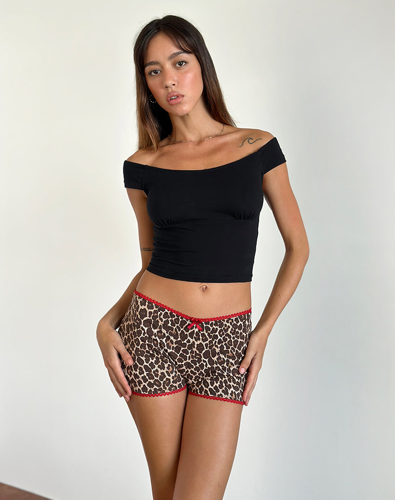 Micropantaloncini Kichi in Rar Leopard Sandstorm con finiture rosse