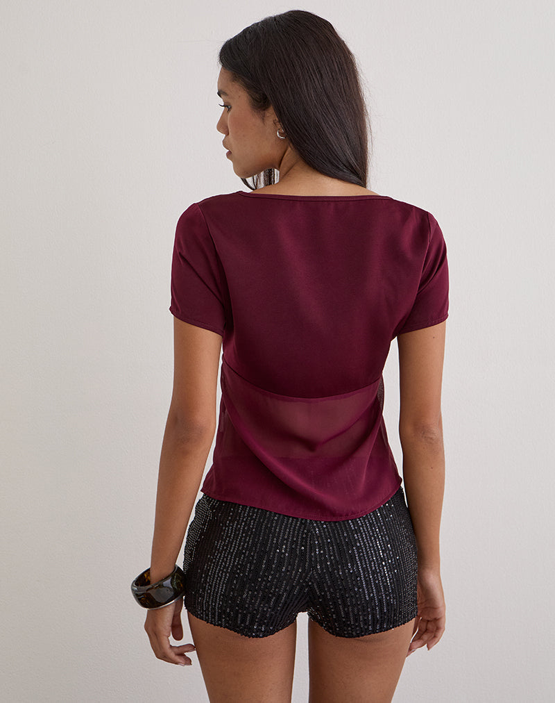 Immagine di Kilu Top in chiffon satinato bordeaux