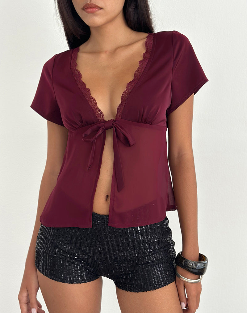 Immagine di Kilu Top in chiffon satinato bordeaux