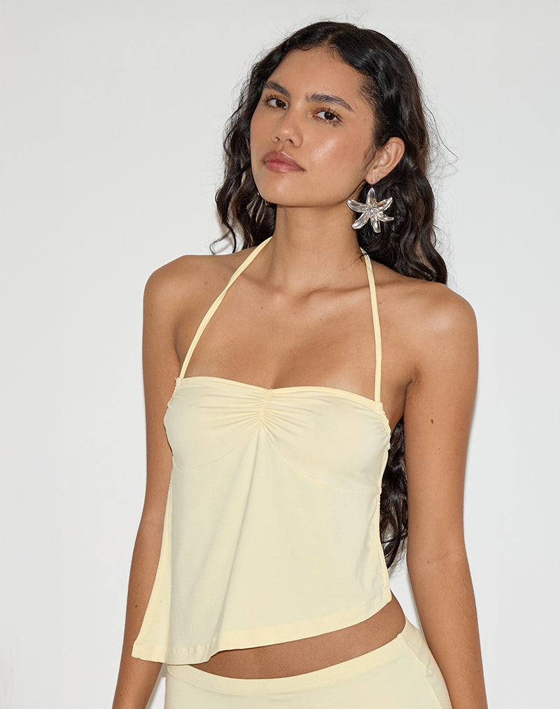Kins - Top asimmetrico con scollo a mezzaluna in Rayon Lemon