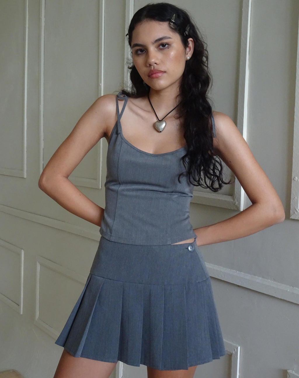 Kiona - Top con corsetto in antracite