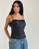 immagine di Kira Top in raso nero con pizzo nero