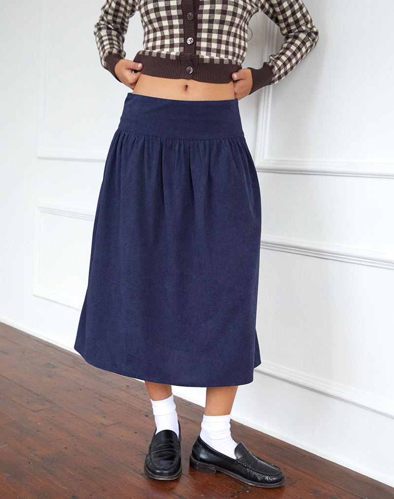 Immagine di Kiranila Midi Skirt in Baby Cord Ink Blue