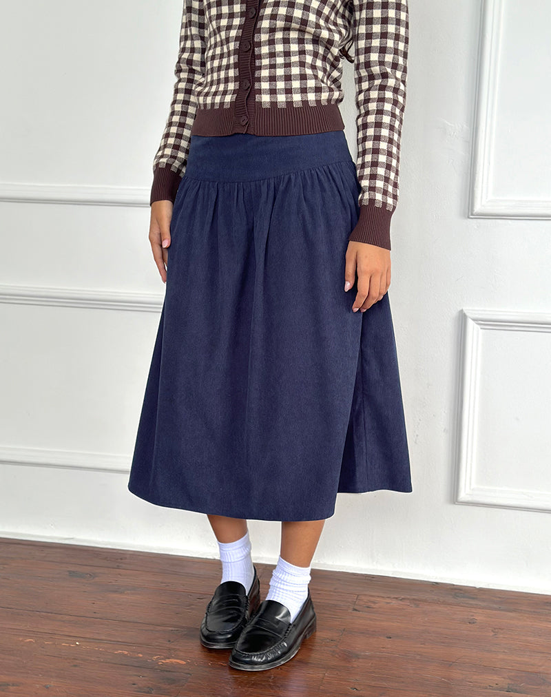 Immagine di Kiranila Midi Skirt in Baby Cord Ink Blue