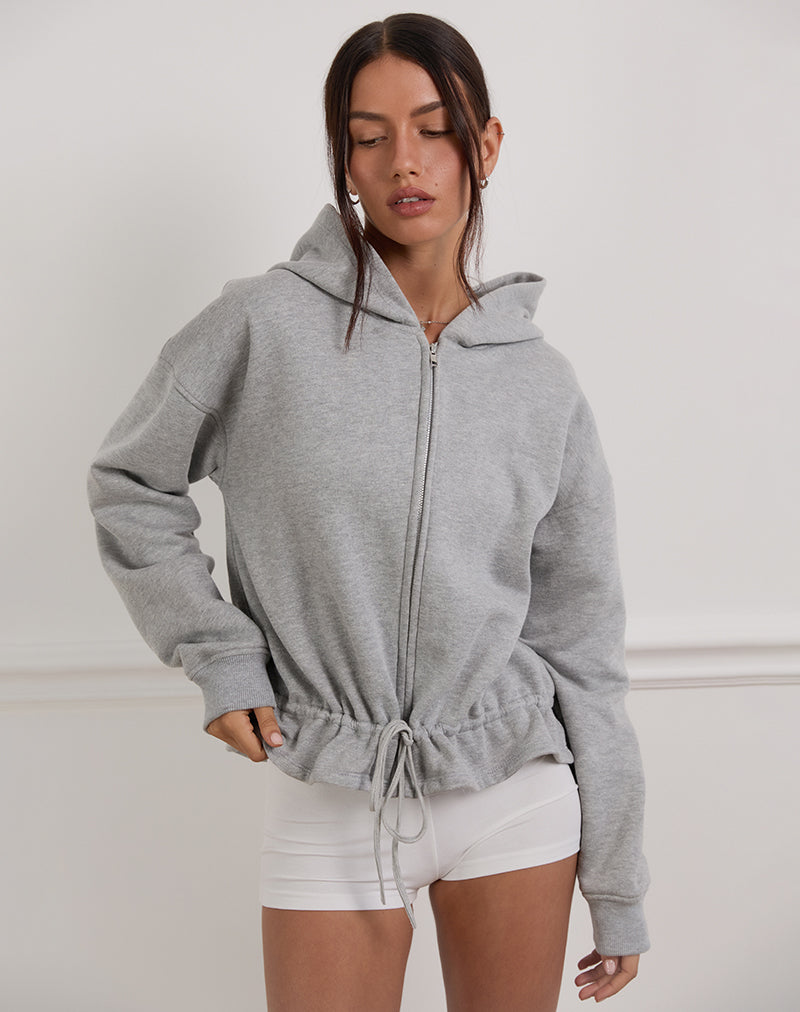 Felpa con cappuccio Kit Cinched Waist in grey marl