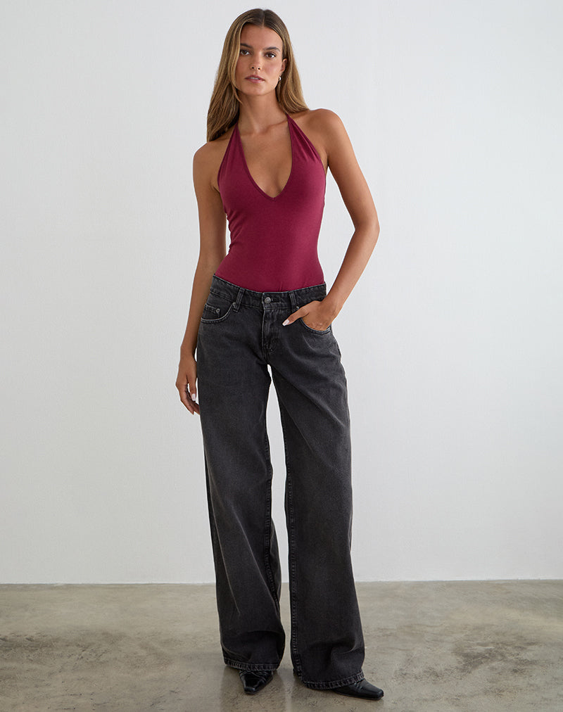 Immagine del body Kitty Deep Plunge in bordeaux